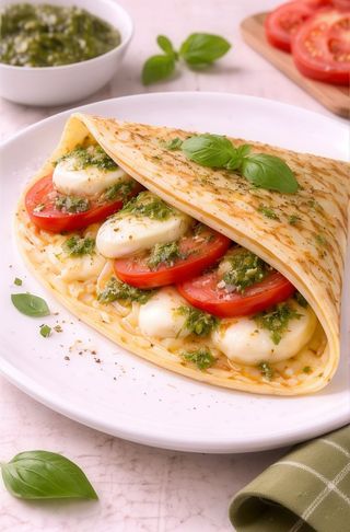 Naleśnik wiosenny- z mozzarellą, świeżym pomidorem i sosem bazyliowym