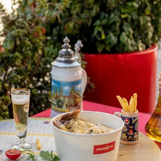 pork Lunch Box with fries and cheese sauce+ Coca-Cola  - 0,33L