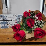 Ramo de Seis Rosas PREMIUM + Cofre MAISON BERGER 