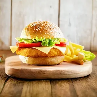 1 Plat de chicken burger  + frites