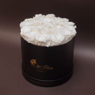 17 trandafiri criogenați albi în cutie de lux mare neagră