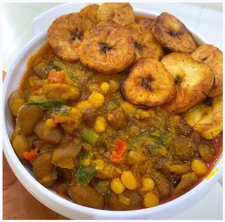 Ewa Adalu With Plantain & Bread With Bottle Water