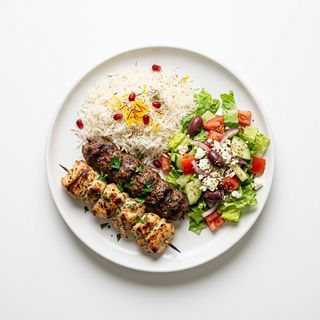 Plato Cordero Con Arroz Y Ensalada