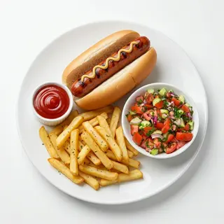 Hotdog With Side Fries and Kachumbari