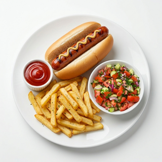 Hotdog With Side Fries and Kachumbari