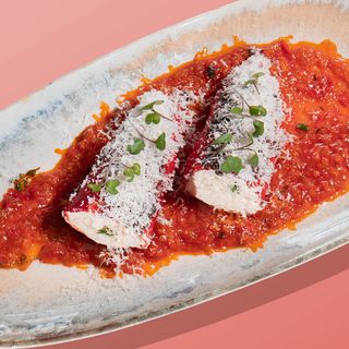 Ardei grill cu mousse de parmezan