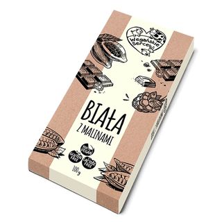Czekolada biała z malinami 100 g Wegańskie serce