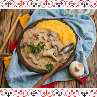 Ciulama de ciuperci si mamaliguta ( de post )