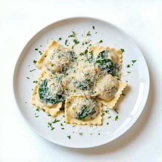 Ravioli de requesón y espinacas
