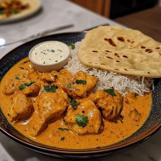 Fish curry combo with rice and naan