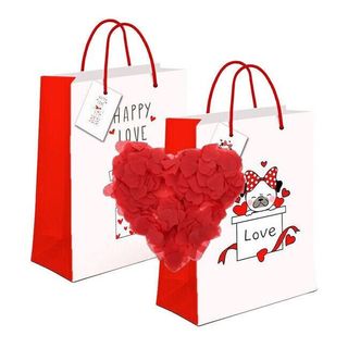 Saco Presente com Confetes em Forma de Coração