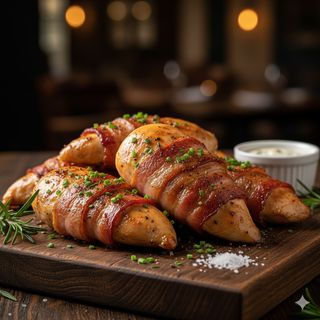 Пилешки филенца в бекон