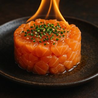 Tartar  salmón flameado 