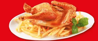 Pollo interno con patate e insalata