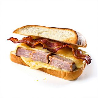 Bocadillo de lomo, bacón y queso