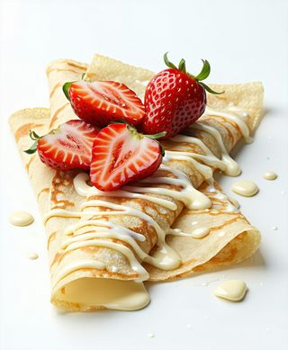 Crêpe con cioccolata bianca e fragole