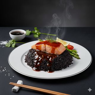 Riso venere con salmone