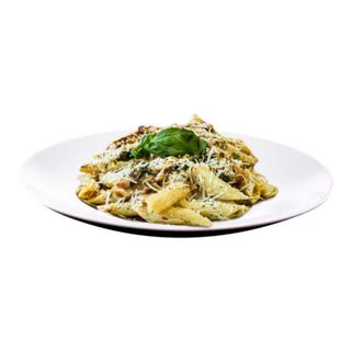 Penne z łososiem w sosie musztardowym