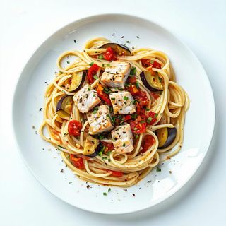 Spaghetti pesce spada e melanzane