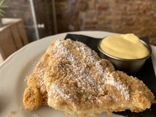 Sbrisolona di riso con crema zabaione