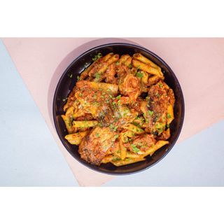 Seafood spicy tomato pasta