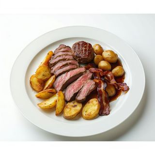 Lomo, Pechuga, Vuelta, Bacon y Papas