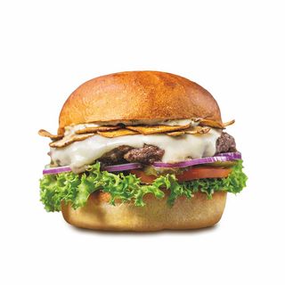 Burger z grillowanymi pieczarkami