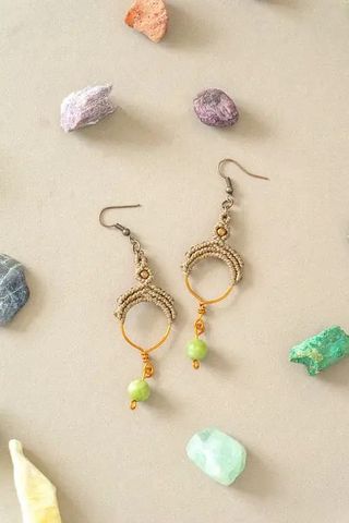 Cercei macrame + crupru + Jad