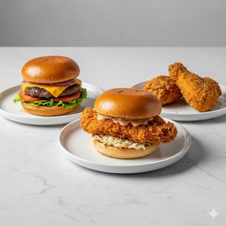 2 burger + 2 bebidas 33cl + 3 piezas de pollo