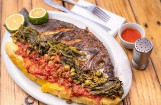 Whole Fried Fish Large With Steamed Matooke