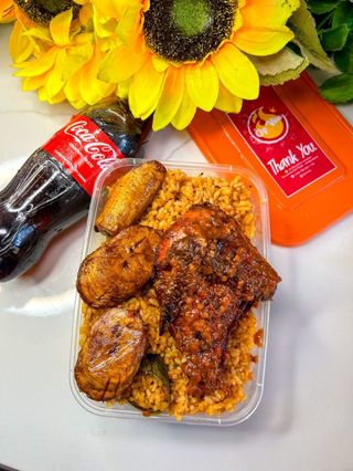 Jollof Rice With Chicken Perri-Perri & Soda