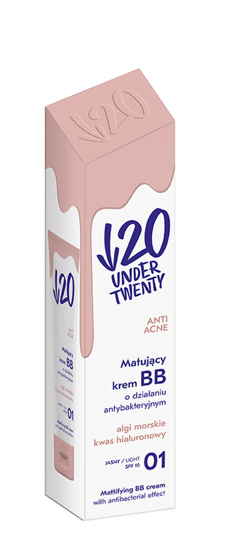 Crema BB Under20 matifianta - efect antibacterian, SPF 10, 60ml