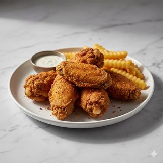 Alitas De Pollo (5 Uds.) Con Patatas Fritas