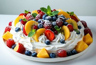 Beza z bitą śmietaną z maskarpone i owocami