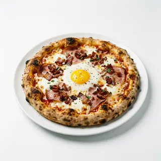 Pizza De Huevo Con Jamón Y Bacon (33 Cm.)