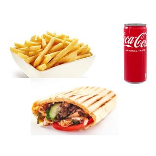 Menu piadina kebab con patatine fritte e bibita
