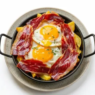 Ración De Huevos Rotos Con Jamón