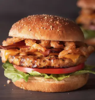 Chicken Fillet Burger with Bacon and Cheese