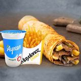 X დიდი ხბოს ხორცის დონერის როლი + კარტოფილი ფრი + დიდი აირანი