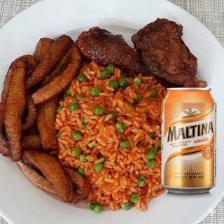 Jollof Rice + 1 Beef + Dodo + 1 Maltina
