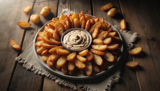 Crispy cu cartofi și sos de usturoi