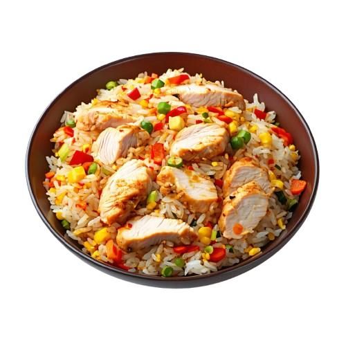 Arroz Frito Pollo, Huevo y Verduras