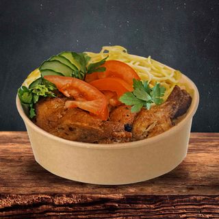 Боул зі спагеті та курячими крильцями (310г)