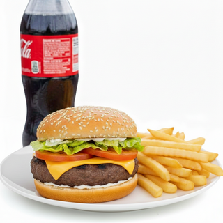 Beef burger plus soda