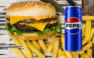 Dupli cheeseburger +  Pomfrit 150gr +  Pepsi 0.33l