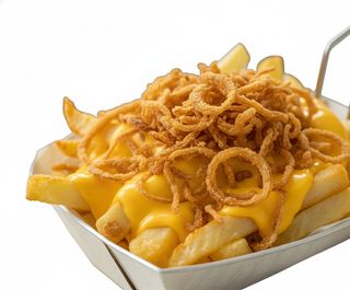 Patatine con cheddar-crispy onion