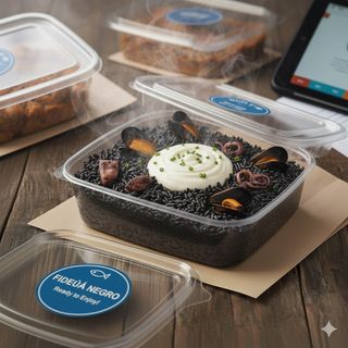 Fideuá negro con alioli (2 raciones)