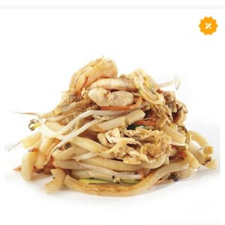 Spaghetti udon con gamberi