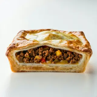 Pastel de carne casero con pan chino