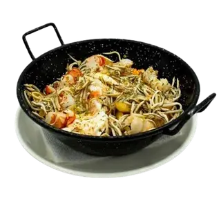 huevos rotos con patatas, gambas y gula